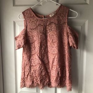 Light pink cold shoulder blouse